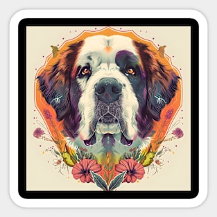 70s Saint Bernard Vibes: Pastel Pup Parade Sticker